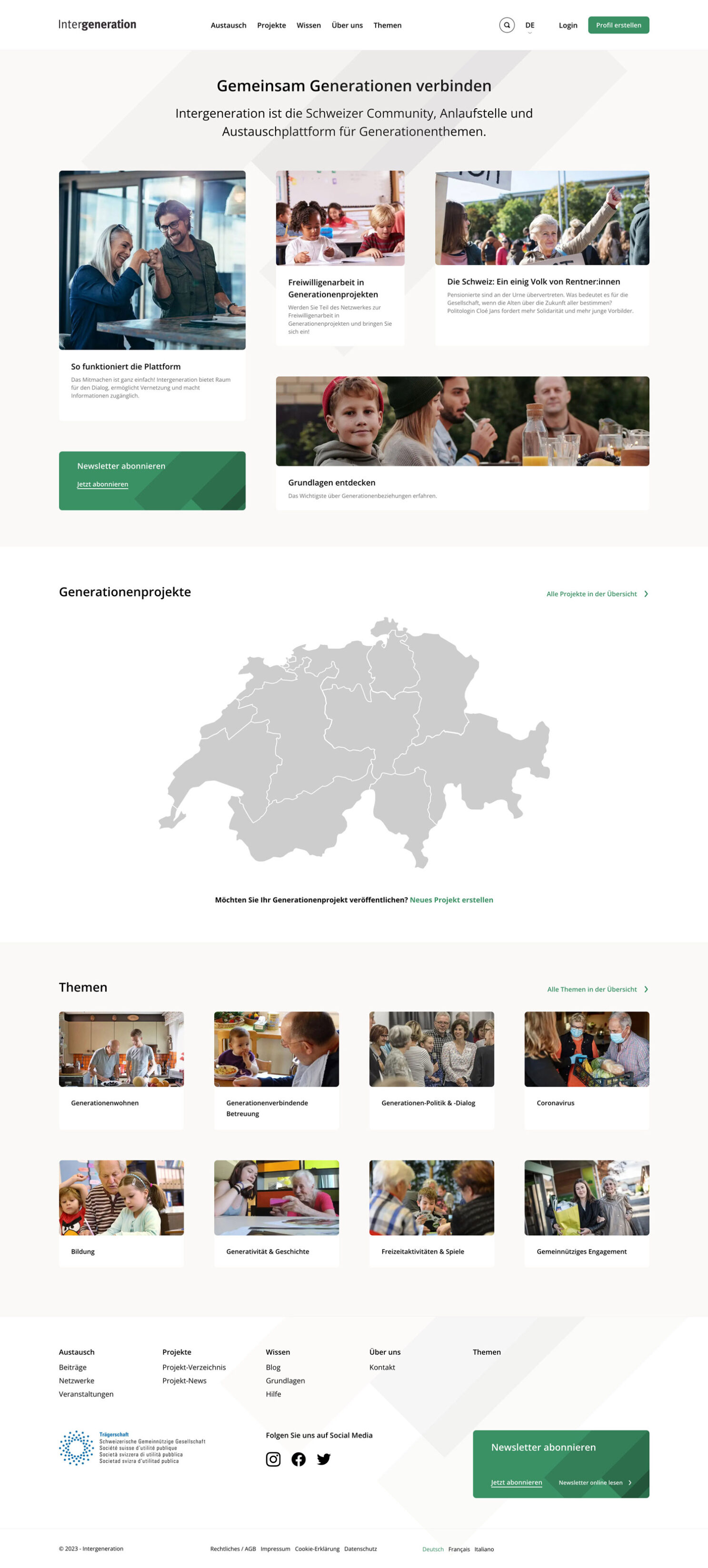 Intergeneration Web Plattform Screenshot