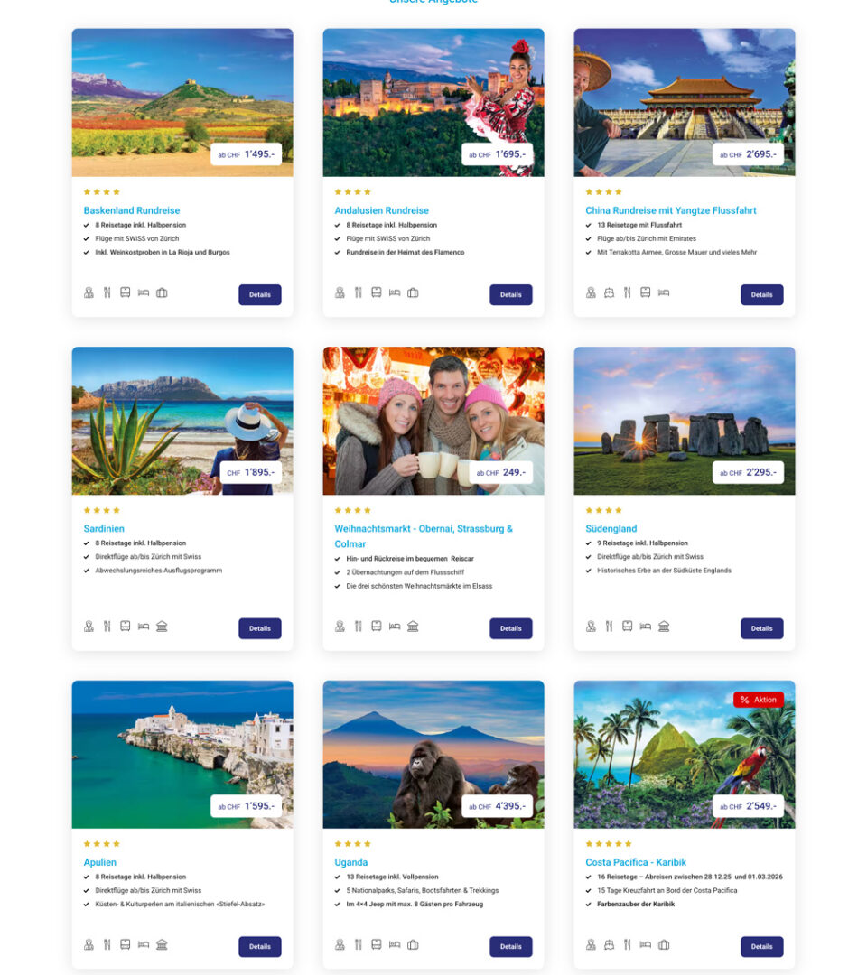 Neue Website Reiseveranstalter