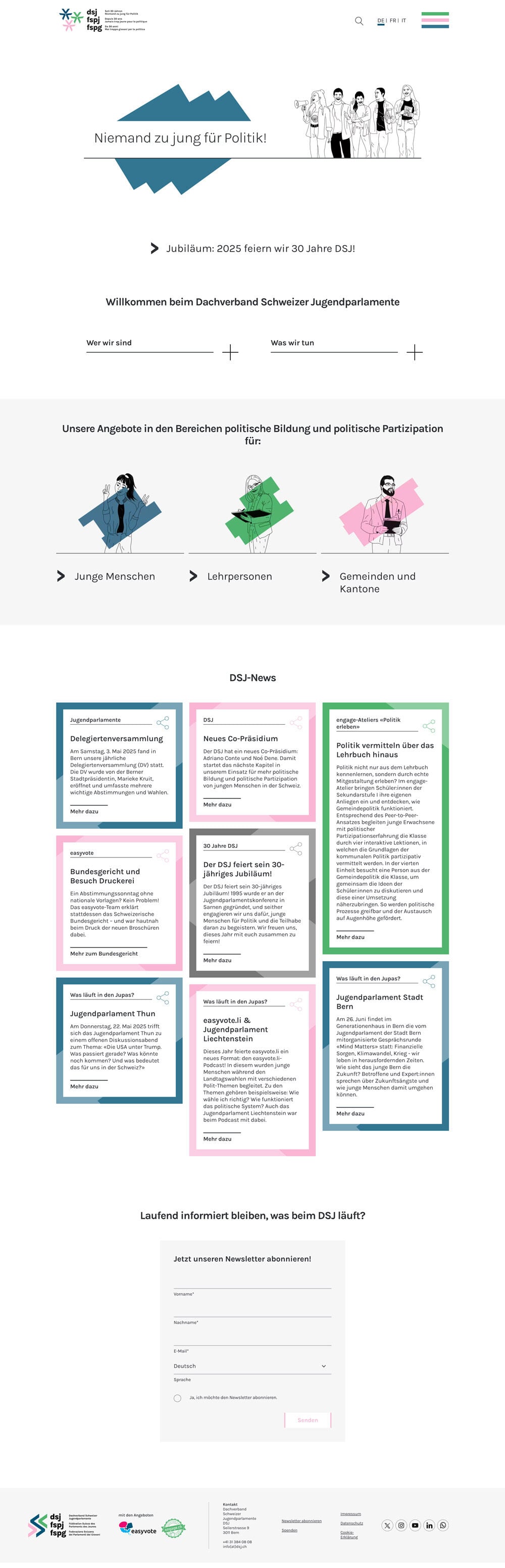 Neue Website Dachverband Schweizer Jugendparlamente